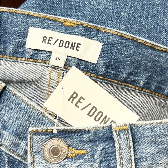 NWT RE/DONE 90s High Rise Distressed Denim Ripped Knee Straight Leg Jeans 26 - Picture 13 of 16